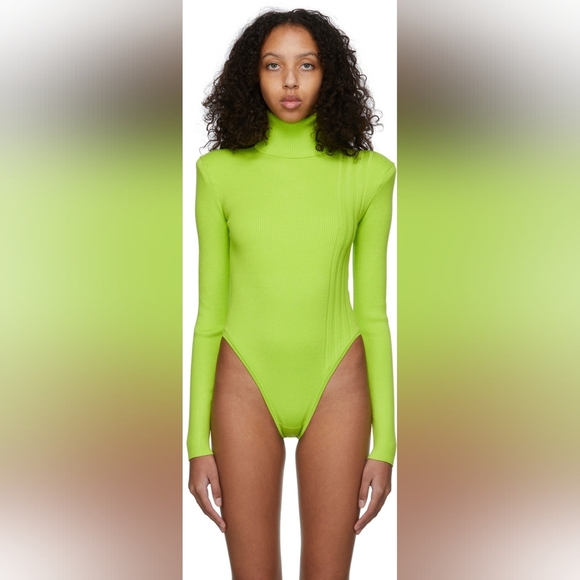 Adidas ivy park  Bright Green Ribbed Turtleneck Bodysuit and pants  size s - Picture 10 of 16